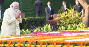 Prime Minister Narendra Modi paid tributes to former Prime Minister Lal Bahadur Shastri on his birth anniversary at Vijay Ghat, in Delhi on October 02, 2020.