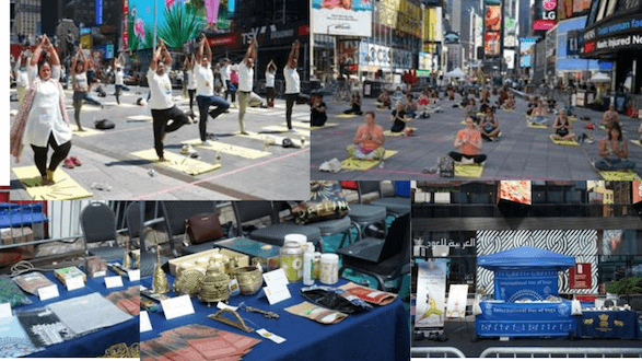 Tribal products showcased at ‘Solstice for Times Square 2021’, an event organised for International Day Of Yoga at New York